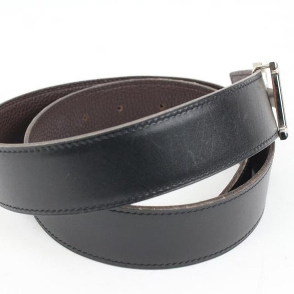 Hermès Black x Brown x SIlver 32mm Reversible Strie H Logo Belt Kit 41he56 main image 6
